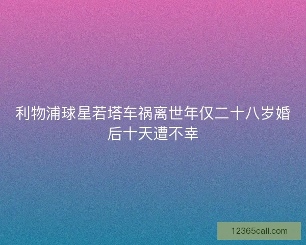 利物浦球星若塔车祸离世年仅二十八岁婚后十天遭不幸